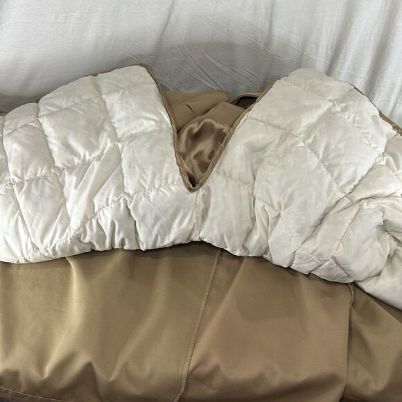 Vintage Eddie Bauer Goose Down Trench Coat Fur Collar Belted Button Up Men L USA - Picture 16 of 16